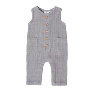 City Mouse Gray Sleeveless Button-Up Jumpsuit 18/24m